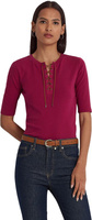 Маленькая футболка из эластичного хлопка со шнуровкой LAUREN Ralph Lauren, цвет Fuchsia Berry