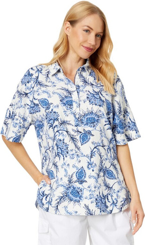 Рубашка-поло Short Sleeve Linen Shirt Tommy Hilfiger, цвет Ibiza Floral/Ivory Multi