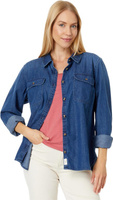 Джинсовая рубашка Petite Heritage с длинными рукавами L.L.Bean, цвет Medium Indigo