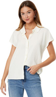 Блузка Hi-Lo на пуговицах с короткими рукавами из тенселя с эффектом потертости Mod-o-doc, цвет Comfy Cream