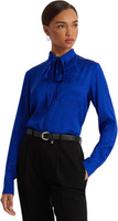 Жаккардовая рубашка с поясом и завязками на воротнике LAUREN Ralph Lauren, цвет Sapphire Star