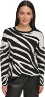 Свитер с круглым вырезом и длинными рукавами под зебру DKNY, цвет Ivory/Black