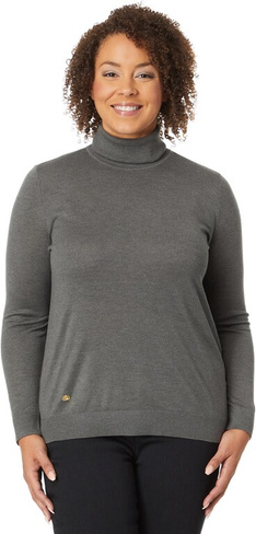 Свитер Plus-Size Silk-Blend Turtleneck LAUREN Ralph Lauren, цвет Modern Grey Heather