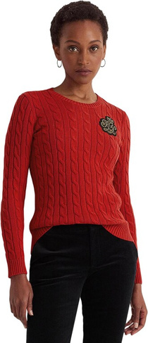 Хлопковый свитер вязанной косой Bullion LAUREN Ralph Lauren, цвет Martin Red