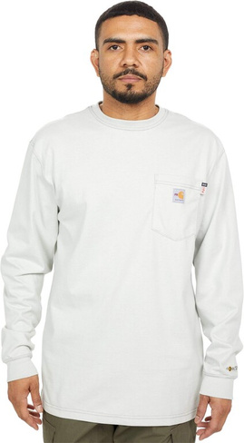 Хлопковая футболка с длинными рукавами Flame-Resistant Force Carhartt, светло-серый