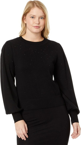Мини-свитер с пайетками и круглым вырезом с длинными рукавами DKNY, черный