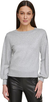 Мини-свитер с пайетками и круглым вырезом с длинными рукавами DKNY, цвет Steel Grey Heather