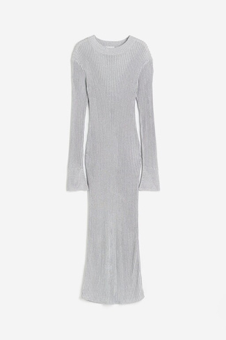 Платье H&M Shimmery Rib-knit, серебристый