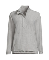 Женская рубашка Popover с длинными рукавами и молнией спереди Lands' End, серый