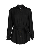 Женская рубашка больших размеров из искусственного шелка с завязкой на талии Lands' End, черный