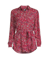 Женская рубашка из искусственного шелка с завязкой на талии Lands' End, красный