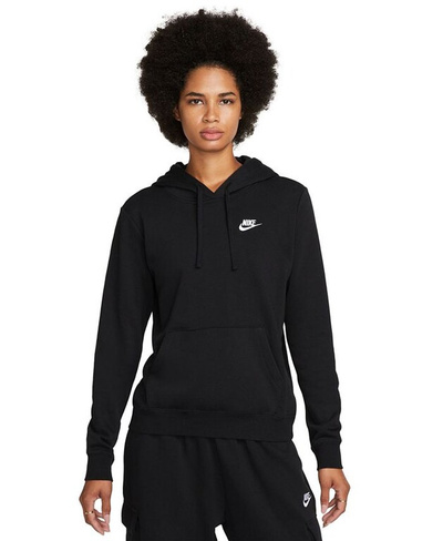 Женский спортивный клубный флисовый пуловер с капюшоном Nike, черный