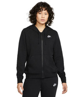 Женская спортивная одежда Клубная флисовая толстовка с молнией во всю длину Nike, черный