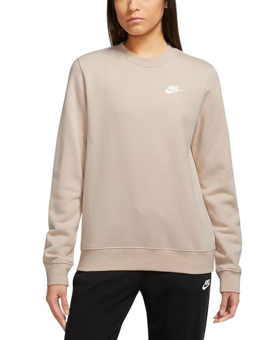 Женская спортивная одежда Клубный флисовый свитшот с круглым вырезом Nike, белый