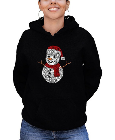 Женская толстовка с капюшоном «Рождественский снеговик» Word Art LA Pop Art, черный