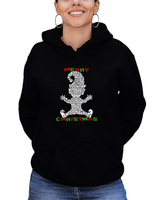 Женская толстовка с капюшоном Christmas Elf Word Art LA Pop Art, черный