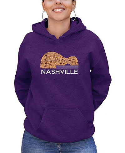 Женская толстовка с капюшоном Nashville Guitar Word Art LA Pop Art, фиолетовый