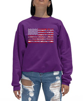 Женская толстовка с круглым вырезом и изображением американского флага «Фейерверк» и Word Art LA Pop Art, фиолетовый