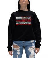 Женская толстовка с круглым вырезом и изображением американского флага «Фейерверк» и Word Art LA Pop Art, черный