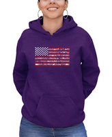 Женская толстовка с капюшоном и изображением американского флага «Фейерверк» и Word Art LA Pop Art, фиолетовый