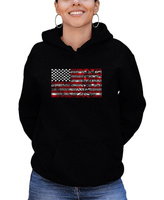 Женская толстовка с капюшоном и изображением американского флага «Фейерверк» и Word Art LA Pop Art, черный