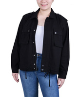 Саржевая куртка Petite с длинными рукавами NY Collection, черный