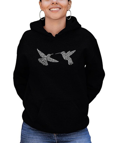 Женская толстовка с капюшоном Hummingbirds Word Art LA Pop Art, черный