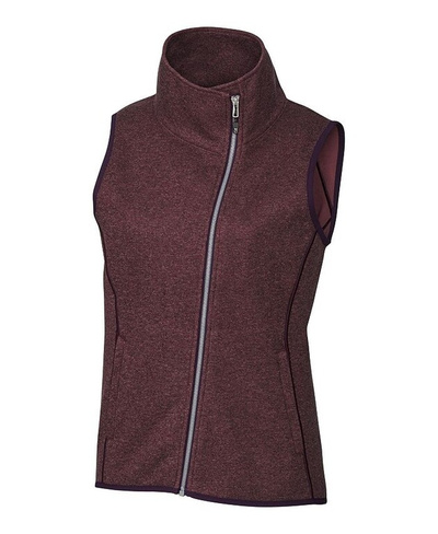 Женский свитер больших размеров с гротом, вязаный асимметричный жилет Cutter & Buck, цвет Bordeaux heather