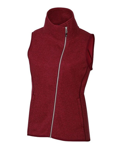 Женский свитер больших размеров с гротом, вязаный асимметричный жилет Cutter & Buck, цвет Cardinal red heather