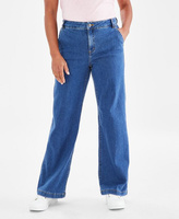 Женские джинсы широкого кроя с высокой посадкой Style & Co, синий