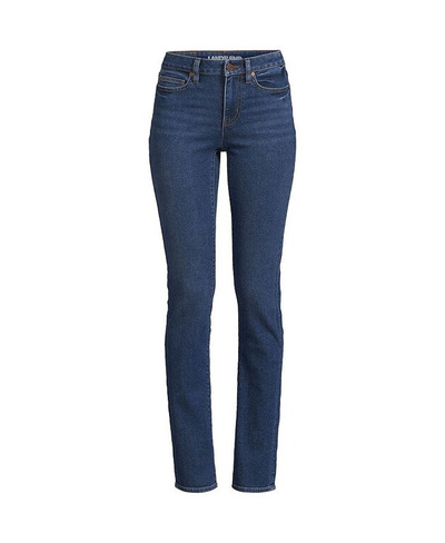 Женские прямые синие джинсы с высокой посадкой и средней посадкой Lands' End, цвет Port indigo