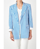 Женский полосатый пиджак с карманами English Factory, синий
