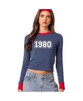 Женская футболка с длинными рукавами в стиле 80-х годов Edikted, синий