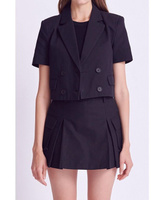Женский пиджак с коротким рукавом English Factory, черный