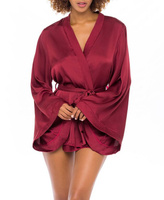 Женский короткий халат из полиэстера Charmeuse с широкими рукавами и завязывающимся поясом Oh La La Cheri, красный