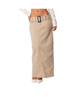 Женская джинсовая юбка макси Evangeline с поясом Edikted, тан/бежевый