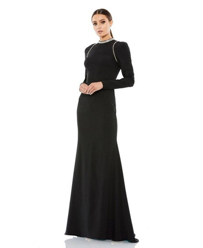 Женское платье Ieena с длинными рукавами и высоким воротником реглан Mac Duggal, черный