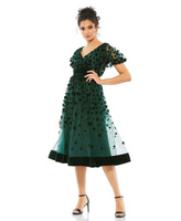 Женское бархатное платье миди с рукавами-бабочками и украшением Mac Duggal, зеленый