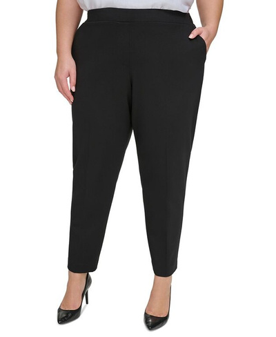 Прямые брюки больших размеров с эластичной спинкой Calvin Klein, черный