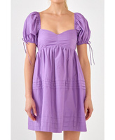 Женское мини-платье со складками и пышными рукавами English Factory, фиолетовый