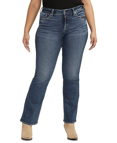 Модные джинсы Bootcut размера плюс со средней посадкой и пышной посадкой Silver Jeans Co., синий