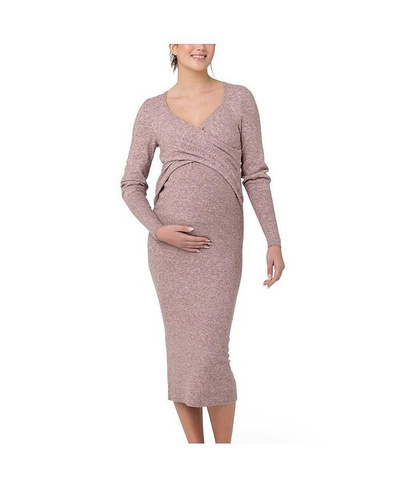 Вязаное платье для кормящих мам Heidi Cross Front Pink Marle Ripe Maternity, розовый