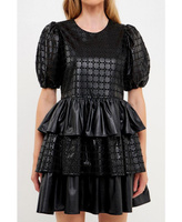 Женское мини-платье из искусственной кожи English Factory, черный