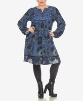 Платье-свитер больших размеров с цветочной вышивкой пейсли White Mark, цвет Blue