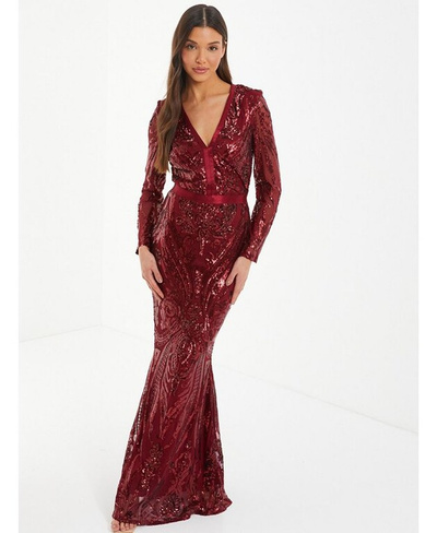 Женское вечернее платье с пайетками QUIZ, красный