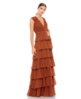 Женское многослойное платье с блестящими оборками Ieena Mac Duggal, коричневый
