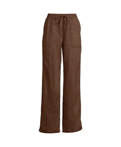Женские широкие брюки с высокой посадкой TENCEL Lands' End, коричневый