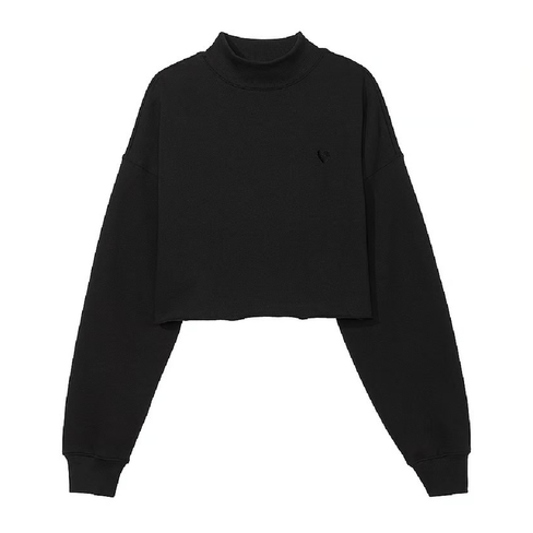 Пуловер Victoria's Secret Cotton Fleece Cropped Mock Neck, черный