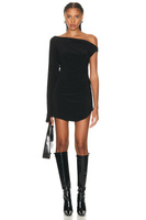 Платье мини Norma Kamali One Sleeve Drop Shoulder Side Drape, черный