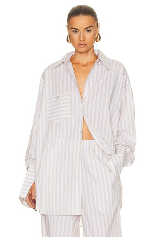 Рубашка Helsa Cotton Poplin Stripe Oversized, цвет Beige Stripe